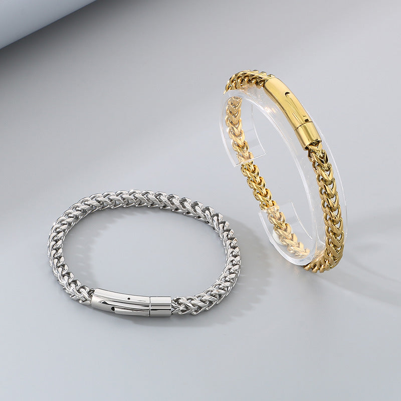 Trend creative stainless steel front and back round grinding bracelet fashionable and simple men's trend round grinding front and back chain jewelry spot