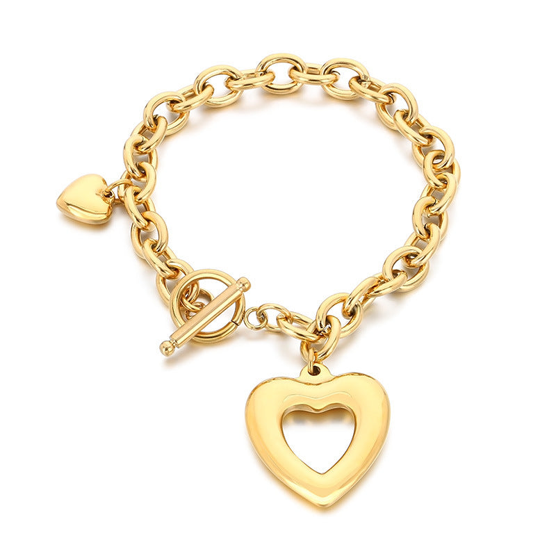 Open Heart Chain Necklace & Bracelet Set