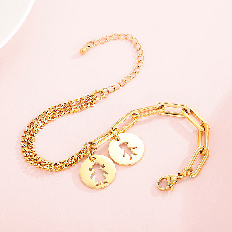 Boy & Girl Silhouette Layered Bracelet