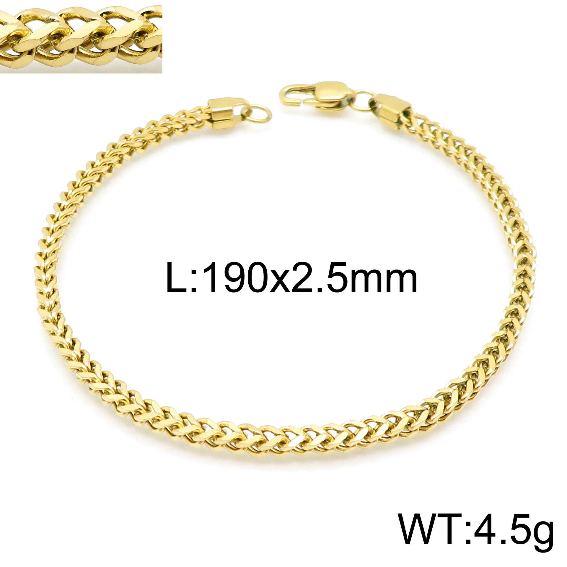 Simple forward and reverse chains, men's and women's Cuban chains, titanium steel bracelets, square stainless steel keel chains, domineering personalized welding head chains