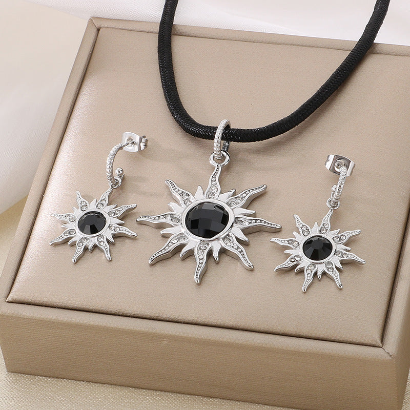 Sun Pendant Necklace & Earring Set