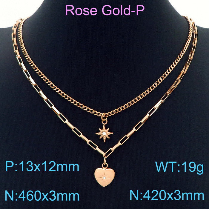 Multi-Chain Heart Pendant Necklace Collection