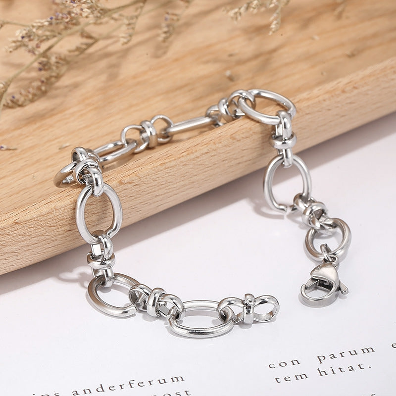 ins simple electroplated 18k gold stainless steel bracelet jewelry personalized fashion square paper clip bracelet jewelry