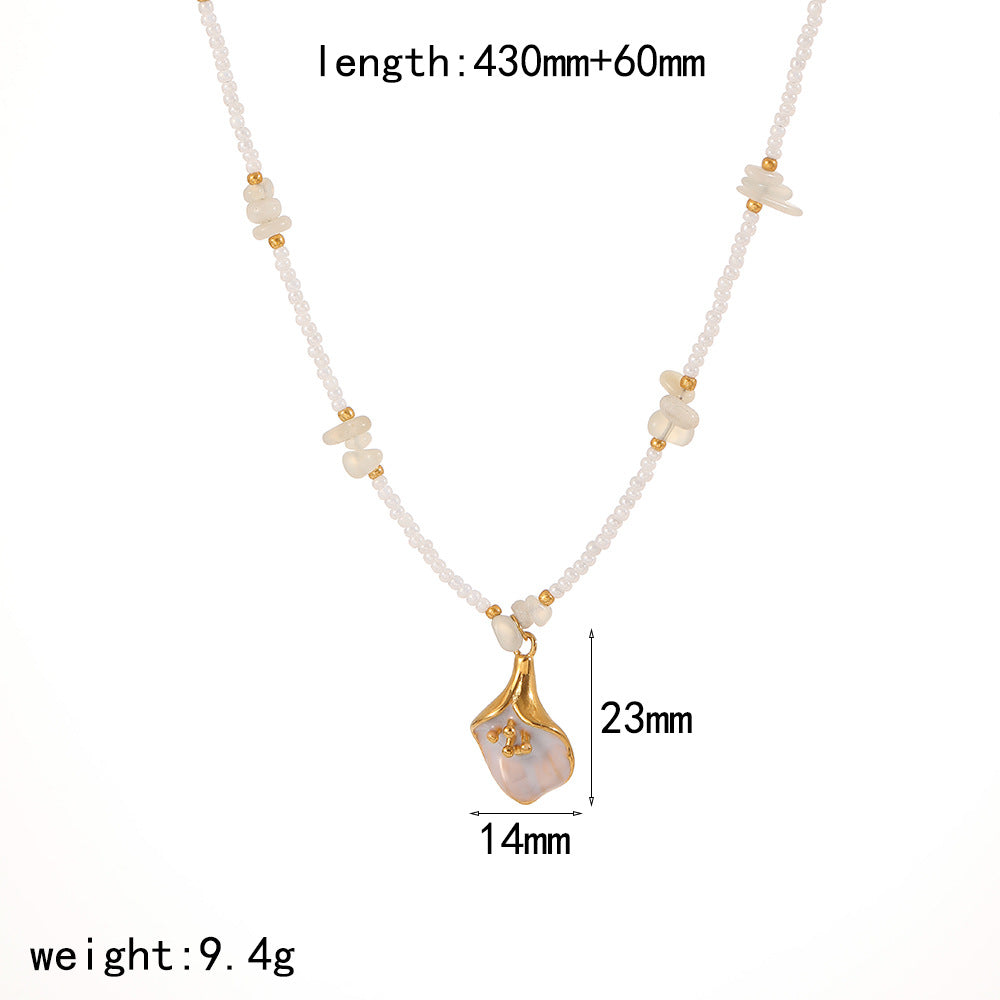 Cross-border European and American stainless steel DIY pendant necklace female versatile high-end pearl chain ocean wind collarbone chain