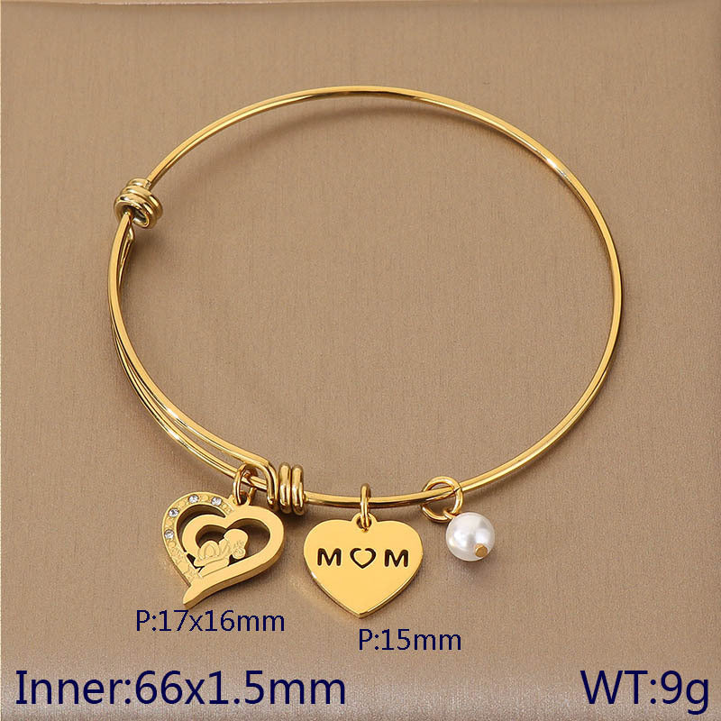 European and American cross-border family hand jewelry love retractable bracelet fashion creative stainless steel MOM Mother's Day gift