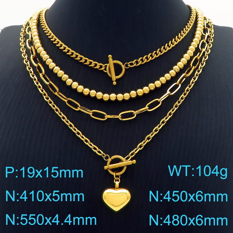 Heart Toggle Layered Chain Necklace
