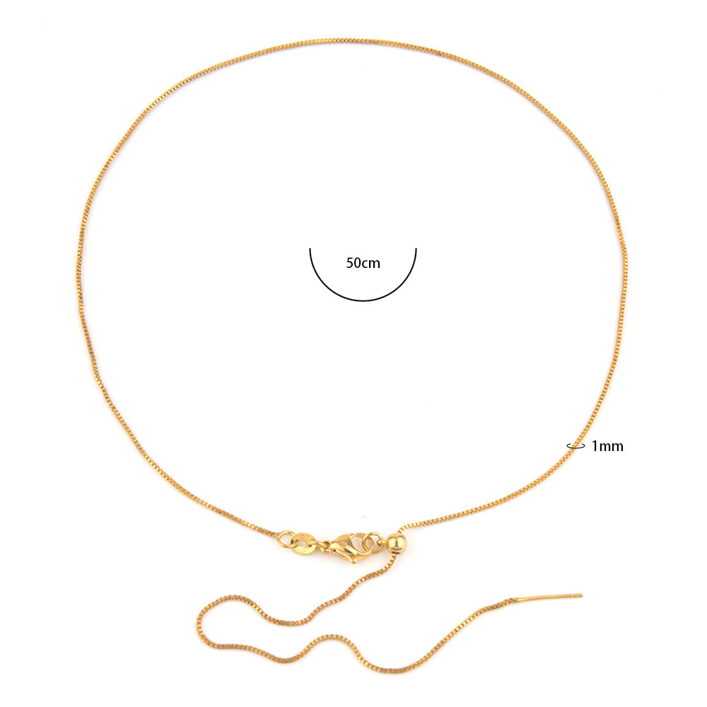 DIY jewelry chain, vacuum color-preserving gold-plated needle box chain, piercing bead chain, adjustable chain universal chain