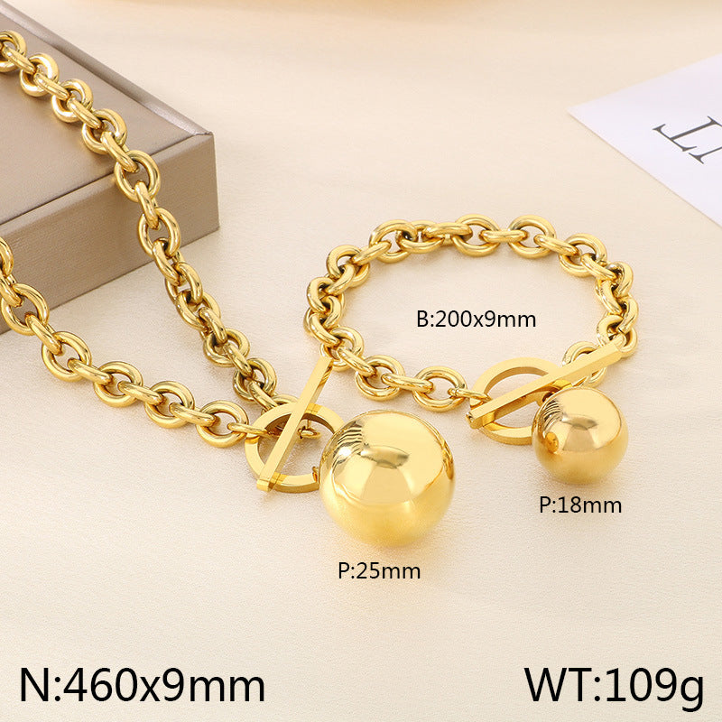 Minimal Toggle Chain Necklace with Pearl / Sphere Charm