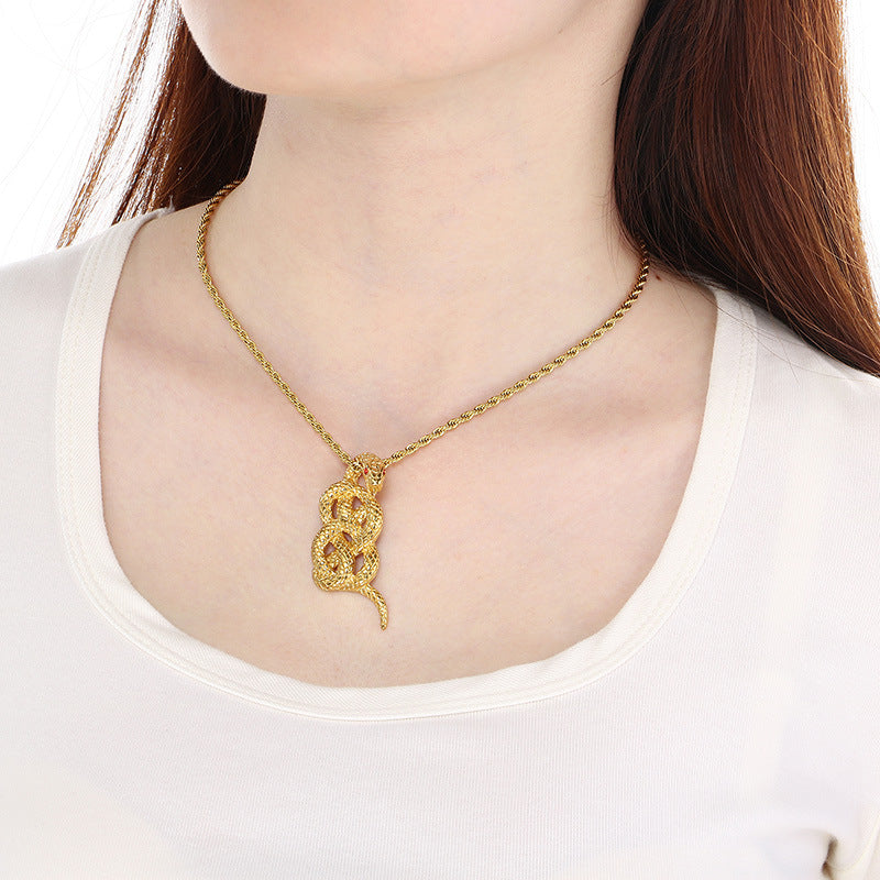 European and American cross-border new personalized trend stainless steel 18k gold zodiac snake pendant, Year of the Snake accessories, pendant accessories