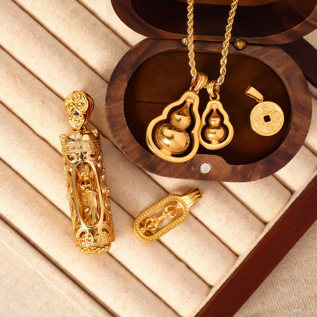 Cross-border new gourd titanium steel necklace niche design light luxury high-end sense transfer gourd pendant pendant wholesale