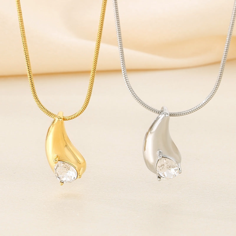 Stainless Steel Teardrop Pendant Necklace