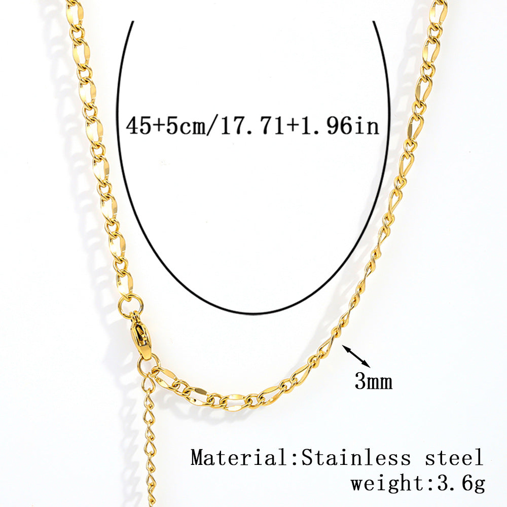 Cross-border women's stainless steel necklace, 18K real gold snake bone chain plain chain fashion collarbone chain versatile titanium steel necklace