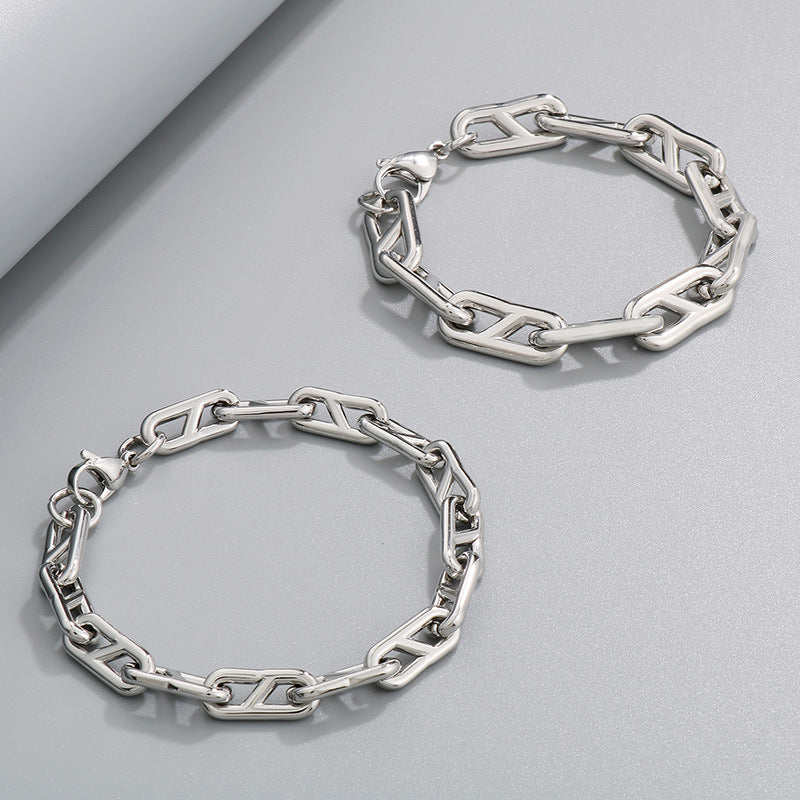 Korean version ins simple stainless steel Japanese chain bracelet trend titanium steel chain 8-shaped jewelry bracelet wholesale
