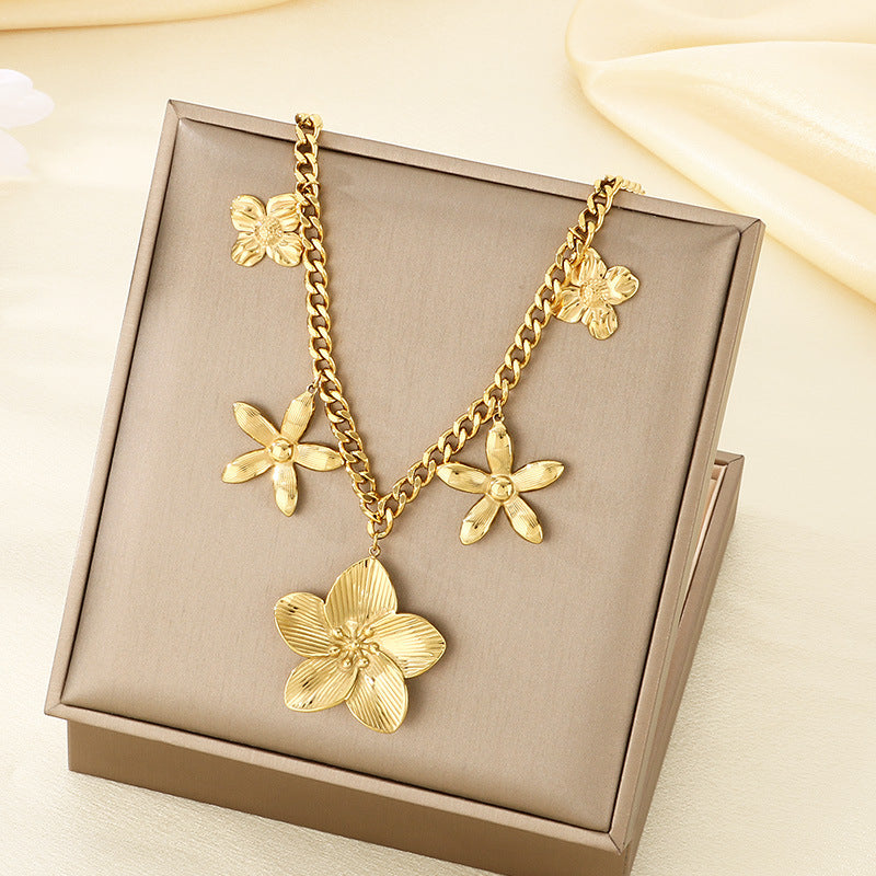 Floral & Charm Chain Necklace Set