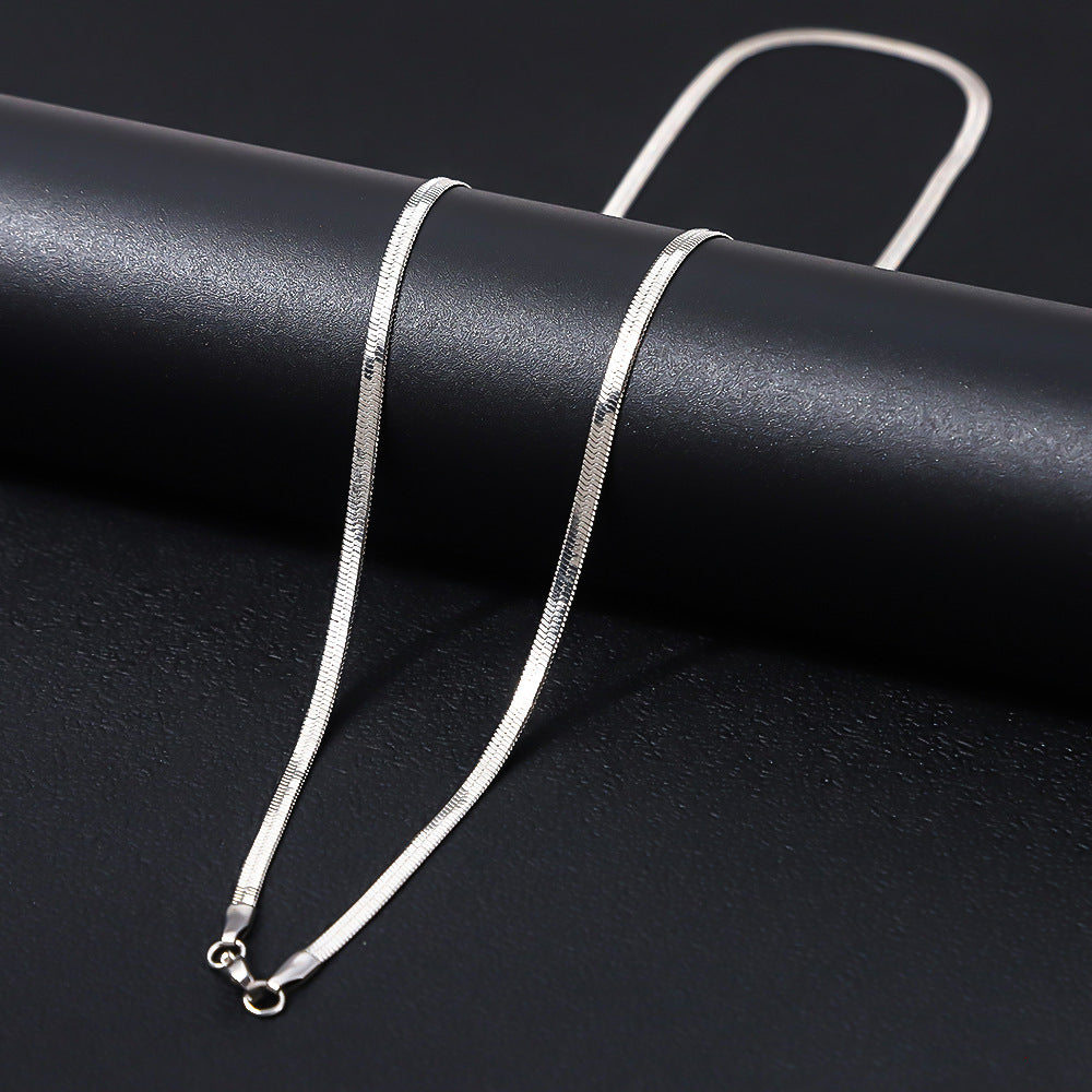 Cross-border men's stainless steel necklace, hot-selling women's collarbone chain chain in Europe and America, versatile high-end titanium steel necklace