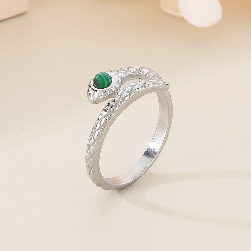 Malachite Snake Open Ring