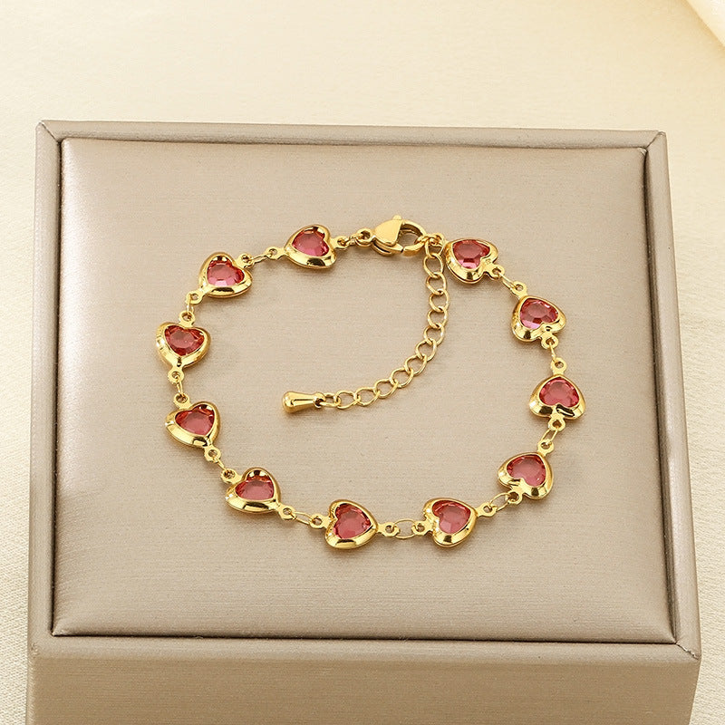 Gold Multicolor Crystal Charm Bracelet