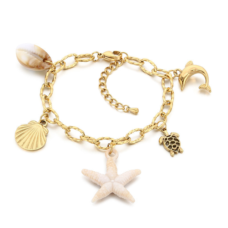 Gold Coastal Charm Link Bracelet