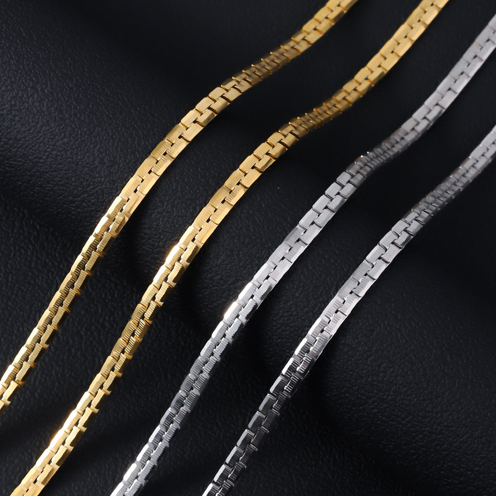 Cross-border new stainless steel 6DC embossed necklace 18K vacuum plating, titanium steel collarbone chain jewelry necklace wholesale