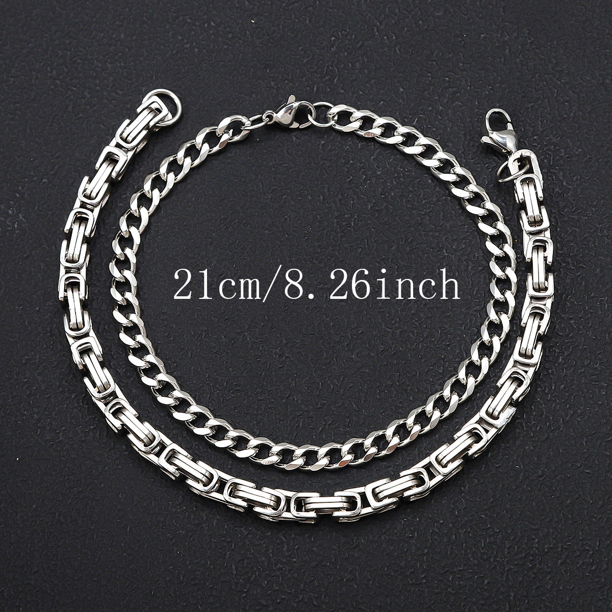 Cross-border hot-selling men's black bracelet set, hip-hop trend Cuban chain non-fading washable titanium steel bracelet