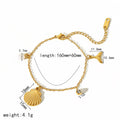 Stainless Steel Seashell Charm Necklace & Bracelet Set