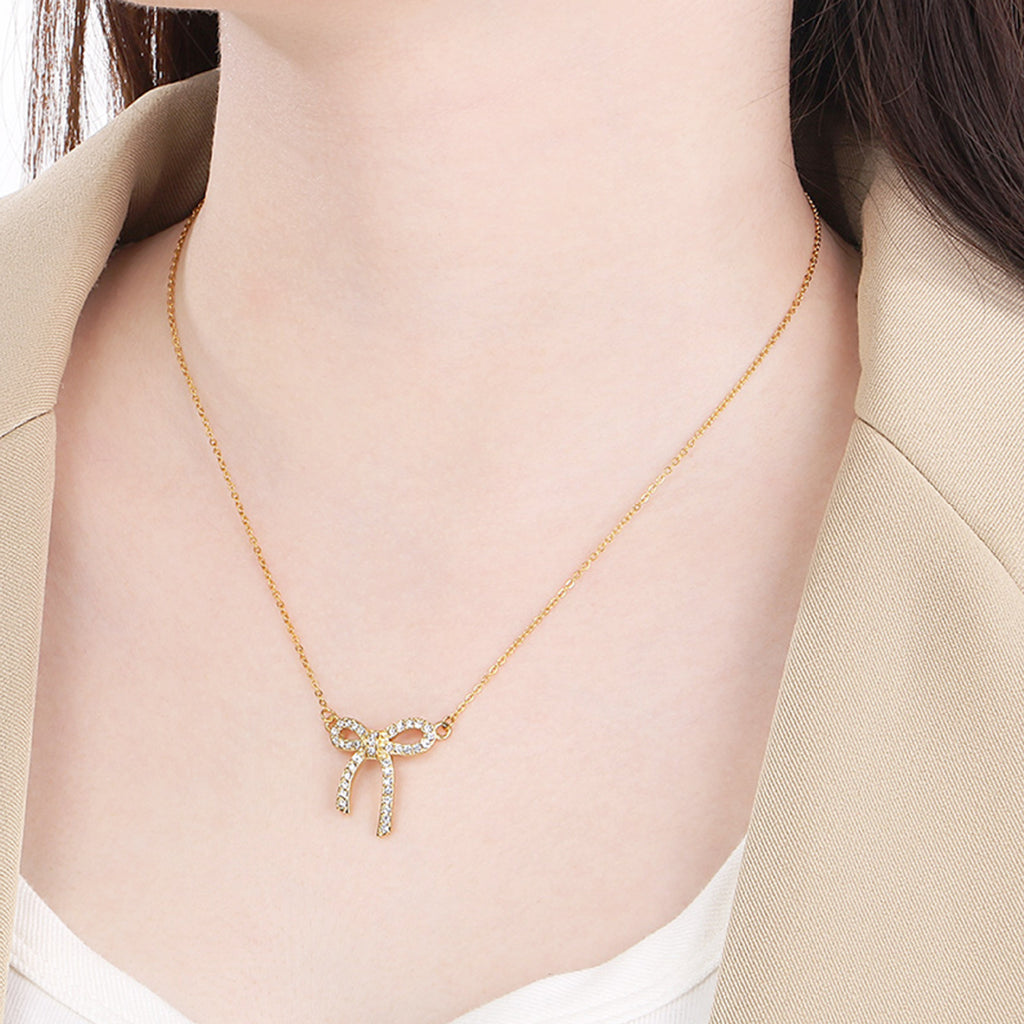 Crystal Bow Pendant Necklace