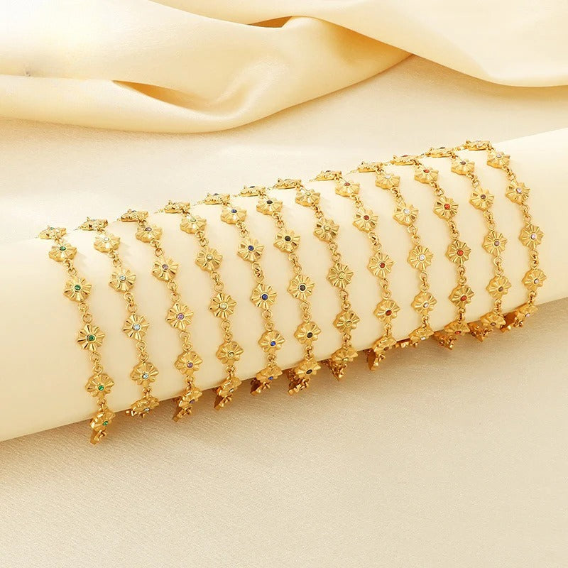 Gold Floral Chain Bracelet