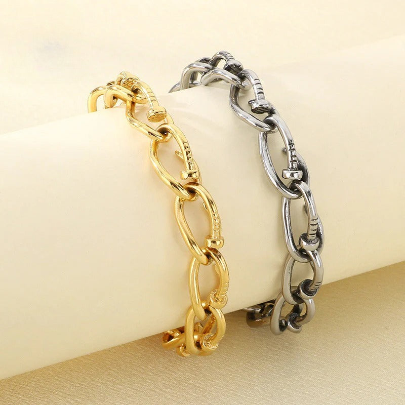 Gold & Silver Textured Link Bracelet