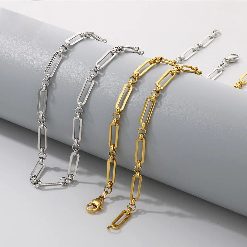 Elongated Rectangle Link Chain Necklace