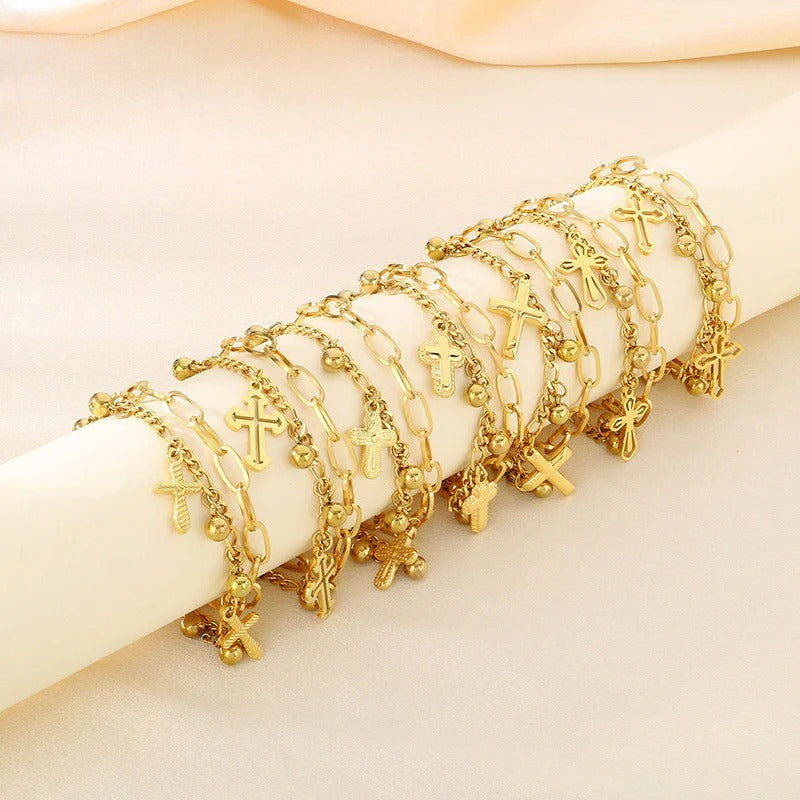 Cross Charm Chain Bracelet