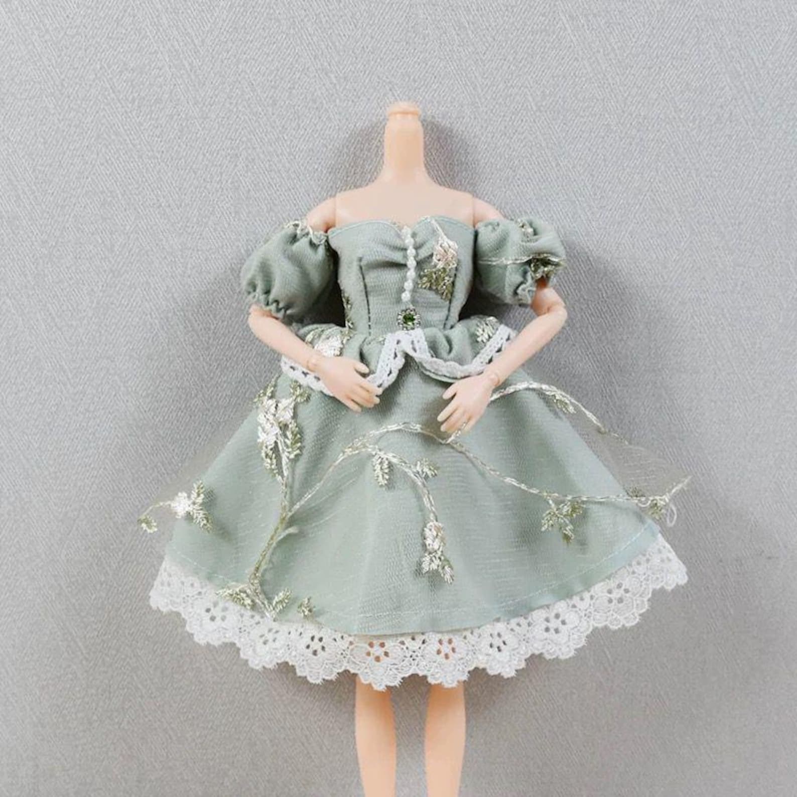 Princess Doll Dress for 12 Inch Dolls, Vintage Embroidered Doll Outfit, Cute Doll Clothes for 30cm Dolls, Doll Clothing