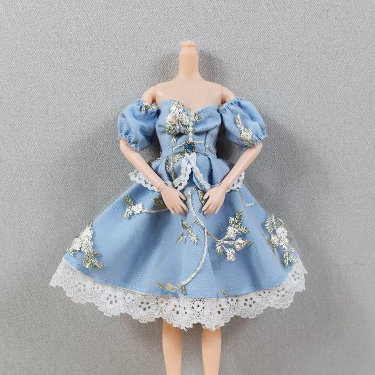 Princess Doll Dress for 12 Inch Dolls, Vintage Embroidered Doll Outfit, Cute Doll Clothes for 30cm Dolls, Doll Clothing