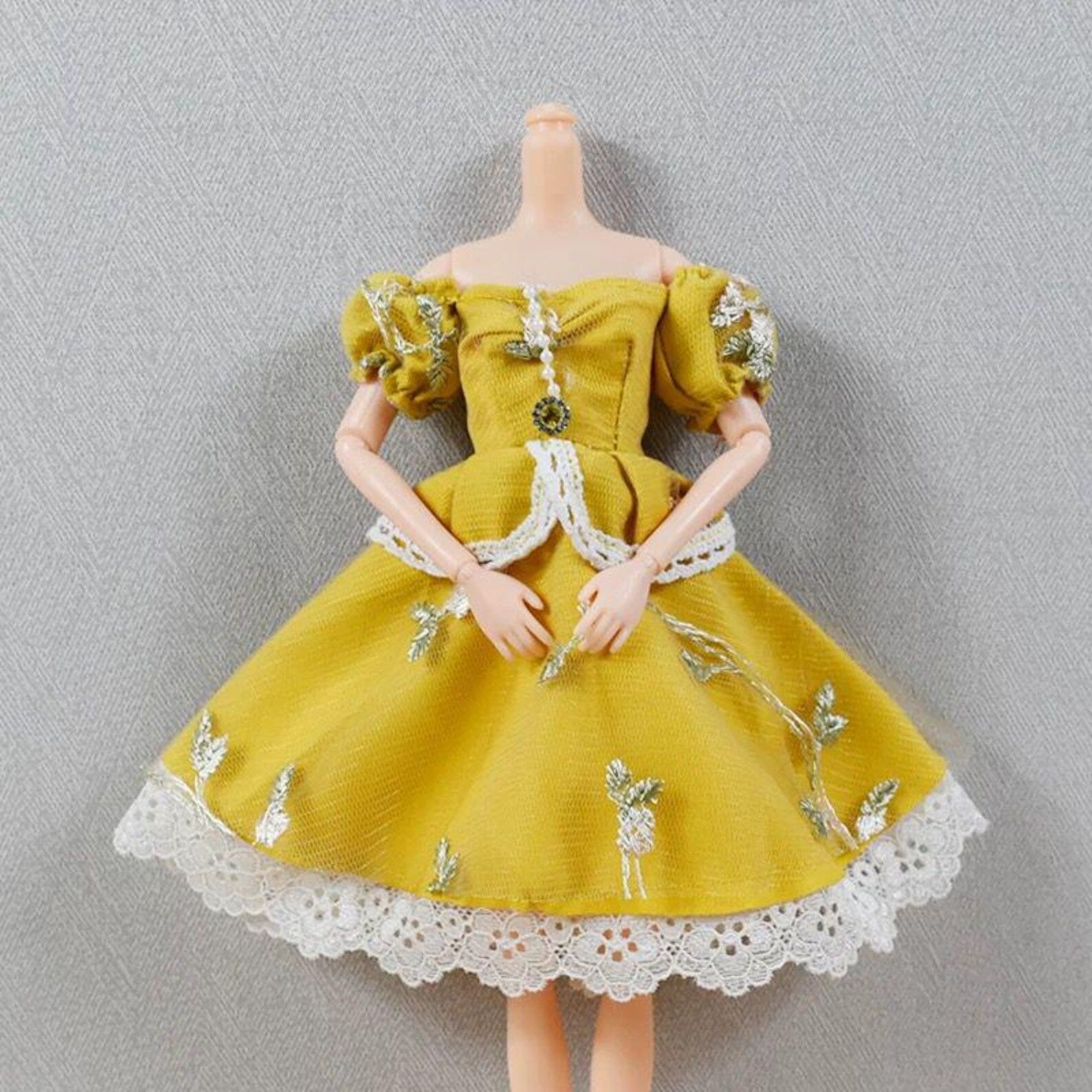 Princess Doll Dress for 12 Inch Dolls, Vintage Embroidered Doll Outfit, Cute Doll Clothes for 30cm Dolls, Doll Clothing