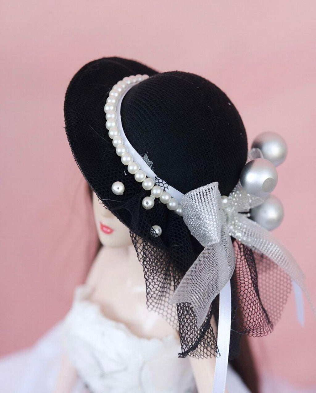 Princess Doll Hat for 12 Inch Dolls, Floral Pearl Doll Hat, Wedding Doll Accessories, Handmade Doll Hat for 30cm Dolls, Doll Dress Up Access