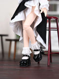1/12 BJD Doll High Heel Shoes – OB11 Mary Jane Doll Shoes for 4.7 inch Dolls, Brown Red Doll Shoes, YMY Azone Doll Accessories