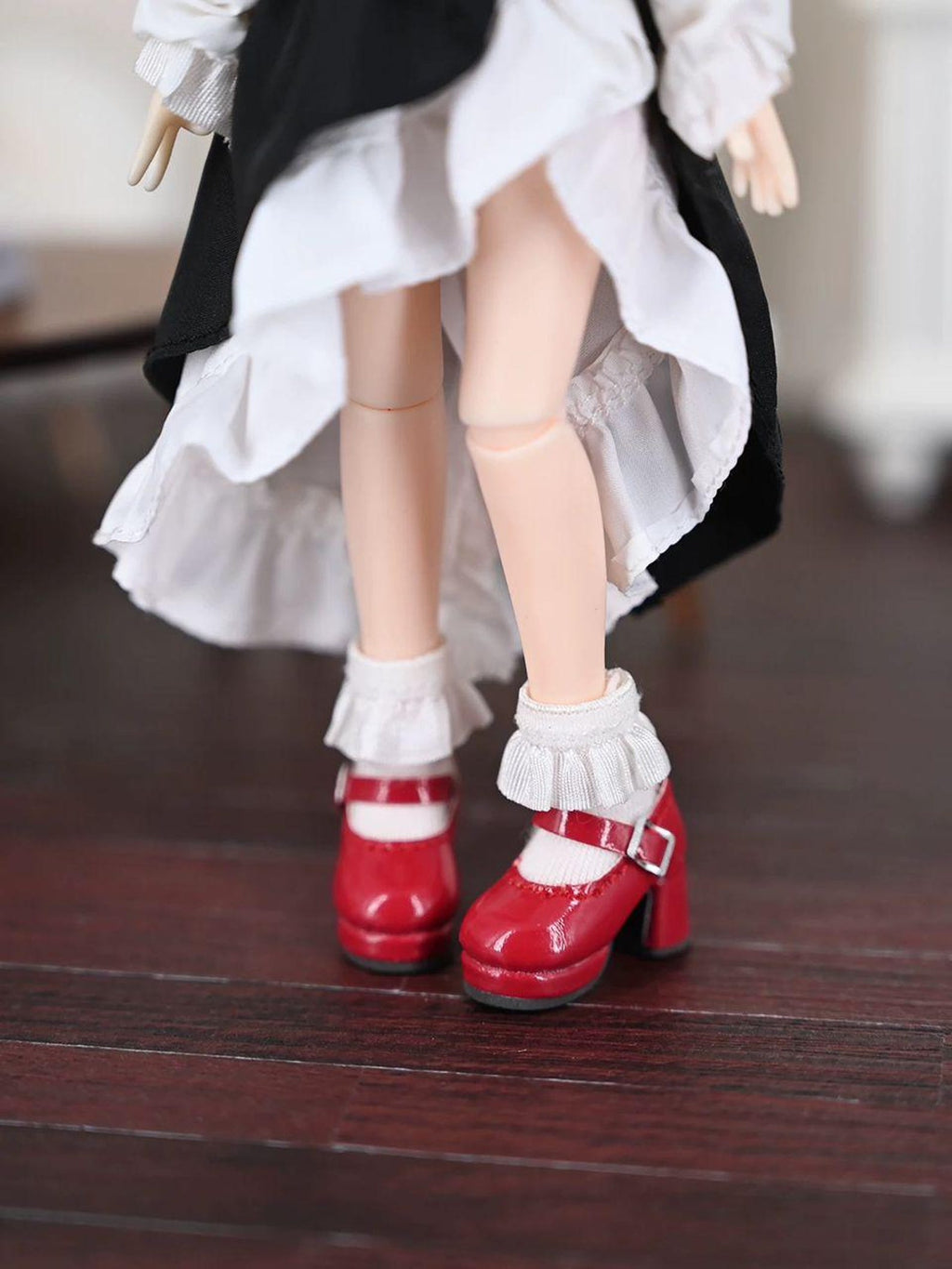 1/12 BJD Doll High Heel Shoes – OB11 Mary Jane Doll Shoes for 4.7 inch Dolls, Brown Red Doll Shoes, YMY Azone Doll Accessories