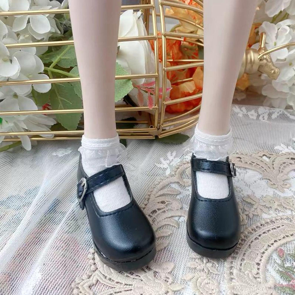 Matte BJD Doll Shoes Mary Jane Style Mini Leather Shoes for 1/6 1/4 1/3 BJD Dolls Classic School Uniform Doll Shoes