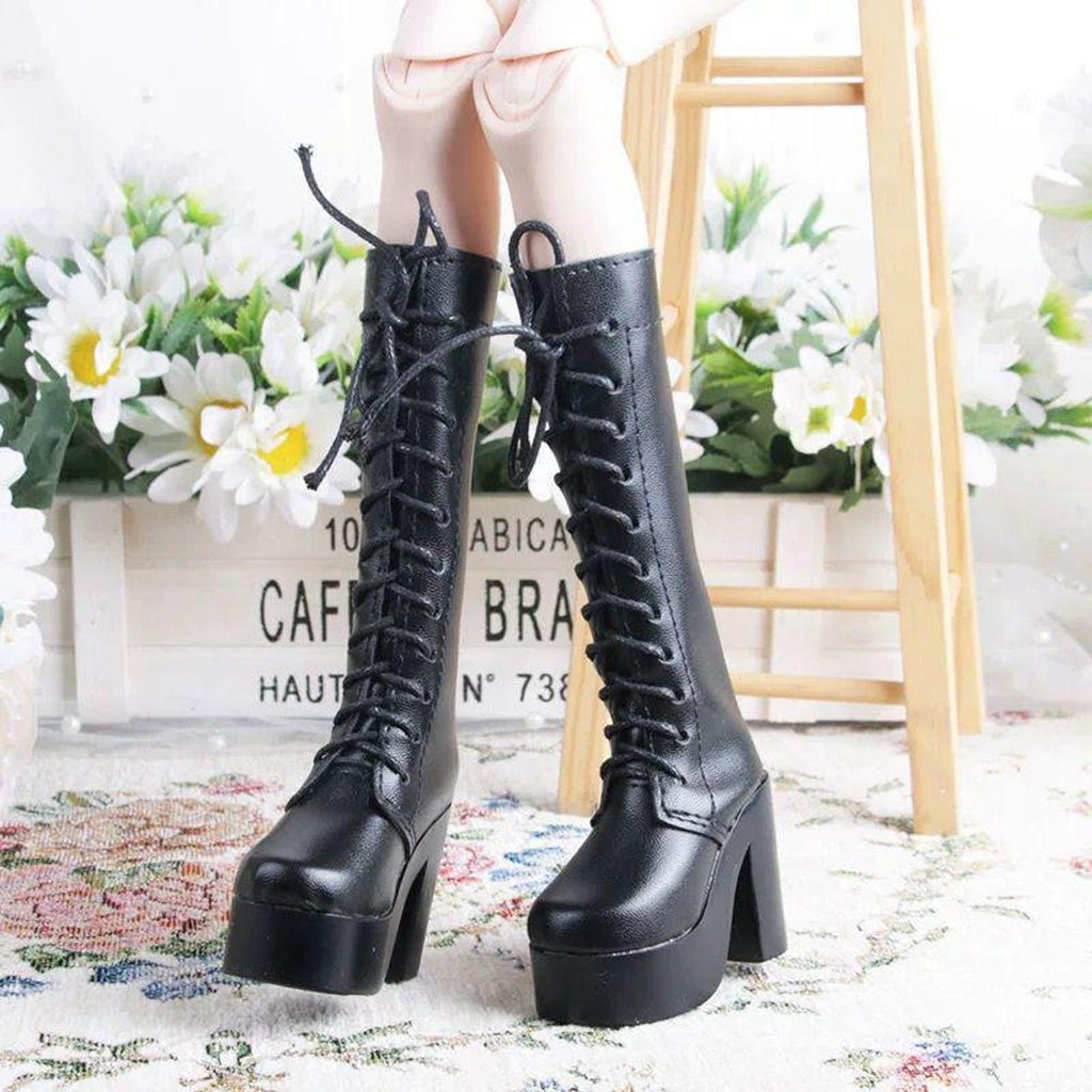 BJD Doll Boots, 1/3 & 1/4 SD Size, Black and White Long Casual Shoes, Handmade Doll Footwear, Outfit Accessory