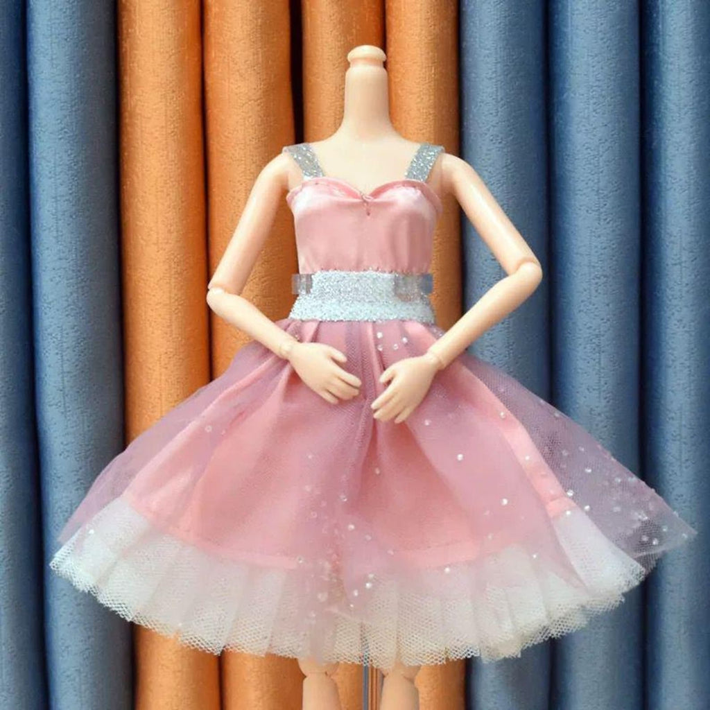 30cm Doll Ball Gown Dress with Strap – Princess Dress Outfit for 12 Inch Doll – Pink Purple Red Tulle Skirt, Handmade Doll Clothes Gift