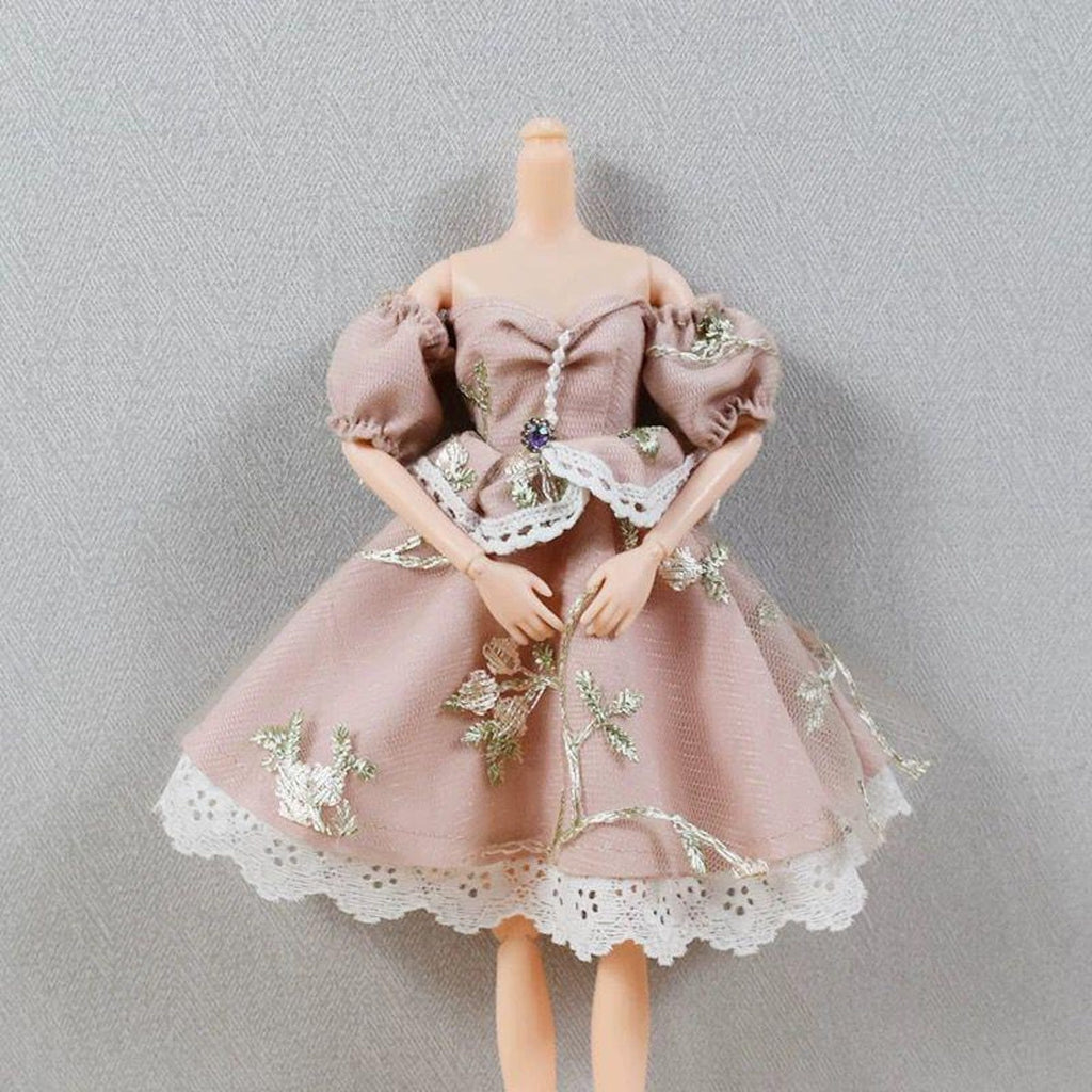 Princess Doll Dress for 12 Inch Dolls, Vintage Embroidered Doll Outfit, Cute Doll Clothes for 30cm Dolls, Doll Clothing