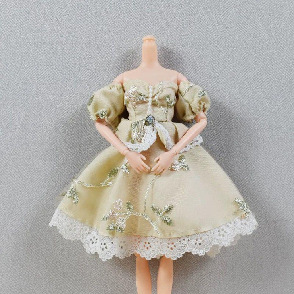 Princess Doll Dress for 12 Inch Dolls, Vintage Embroidered Doll Outfit, Cute Doll Clothes for 30cm Dolls, Doll Clothing