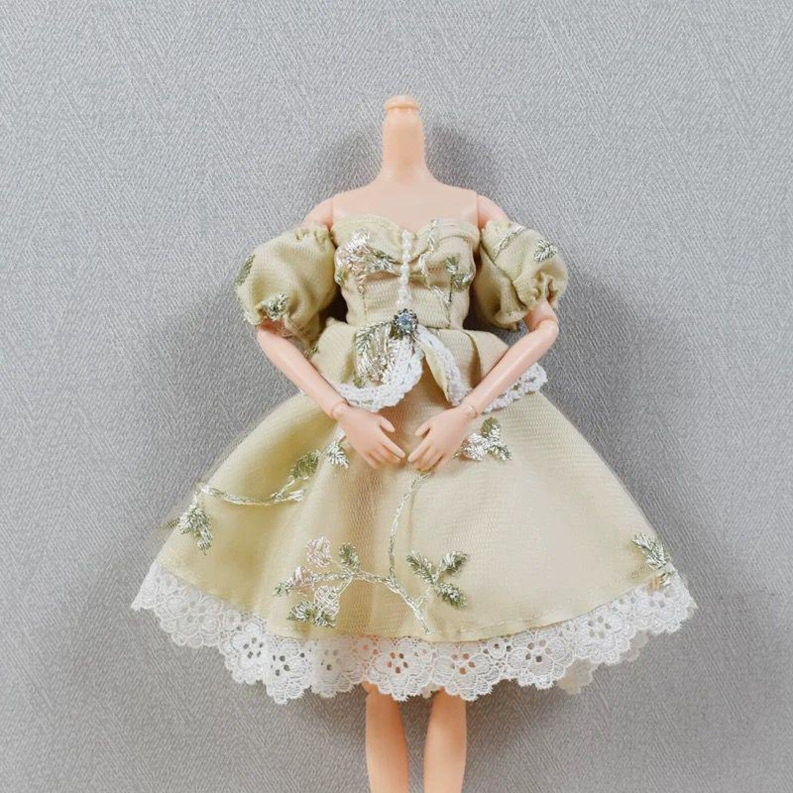 Princess Doll Dress for 12 Inch Dolls, Vintage Embroidered Doll Outfit, Cute Doll Clothes for 30cm Dolls, Doll Clothing