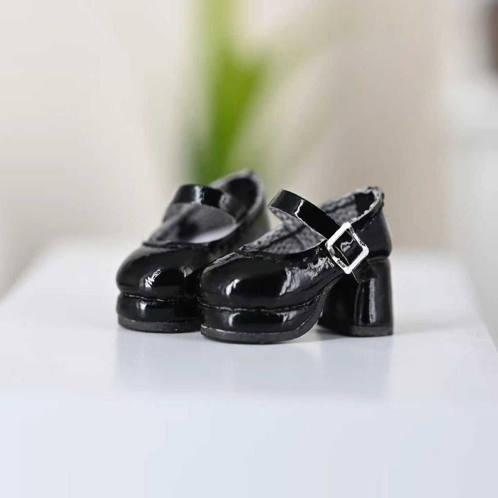 1/12 BJD Doll High Heel Shoes – OB11 Mary Jane Doll Shoes for 4.7 inch Dolls, Brown Red Doll Shoes, YMY Azone Doll Accessories