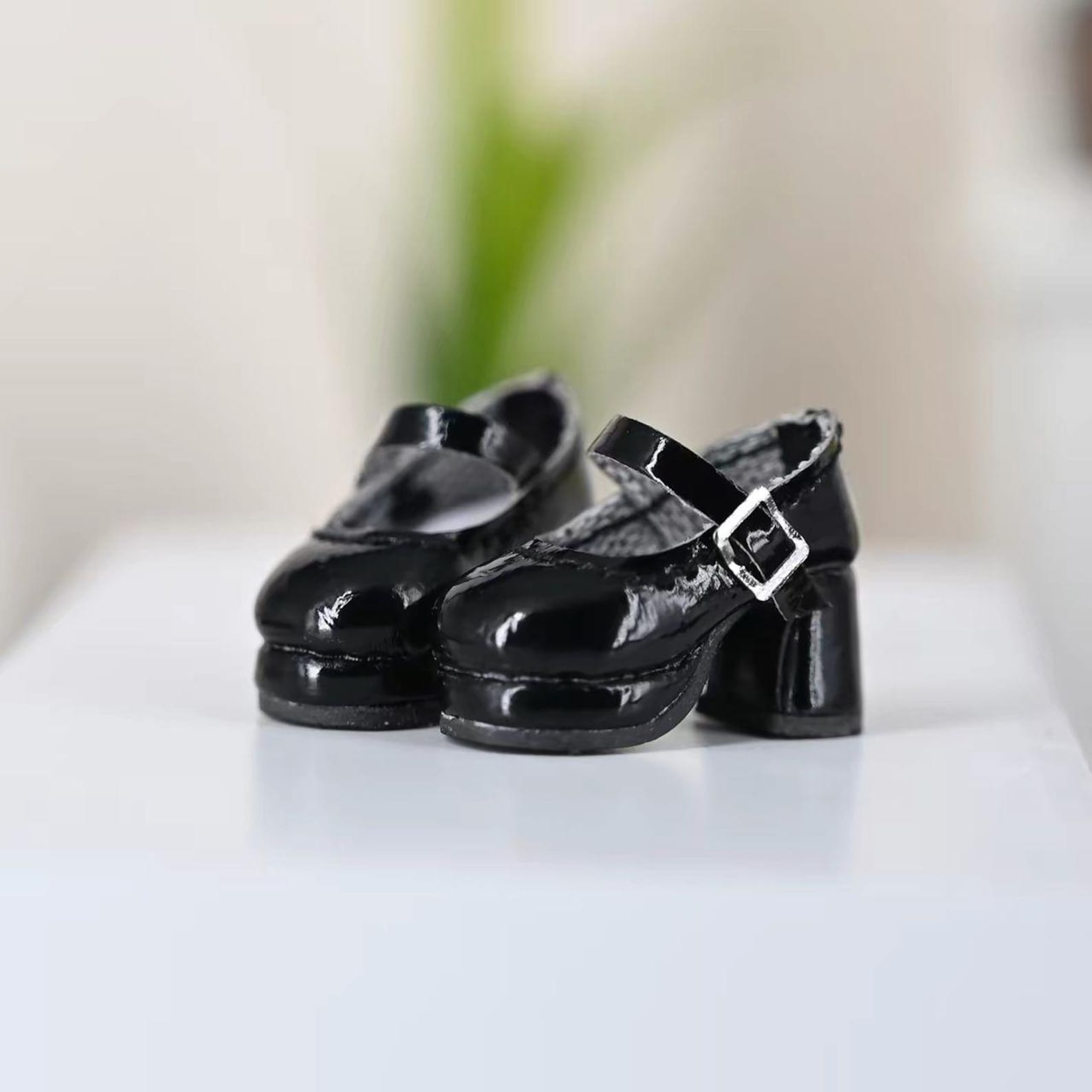 1/12 BJD Doll High Heel Shoes – OB11 Mary Jane Doll Shoes for 4.7 inch Dolls, Brown Red Doll Shoes, YMY Azone Doll Accessories
