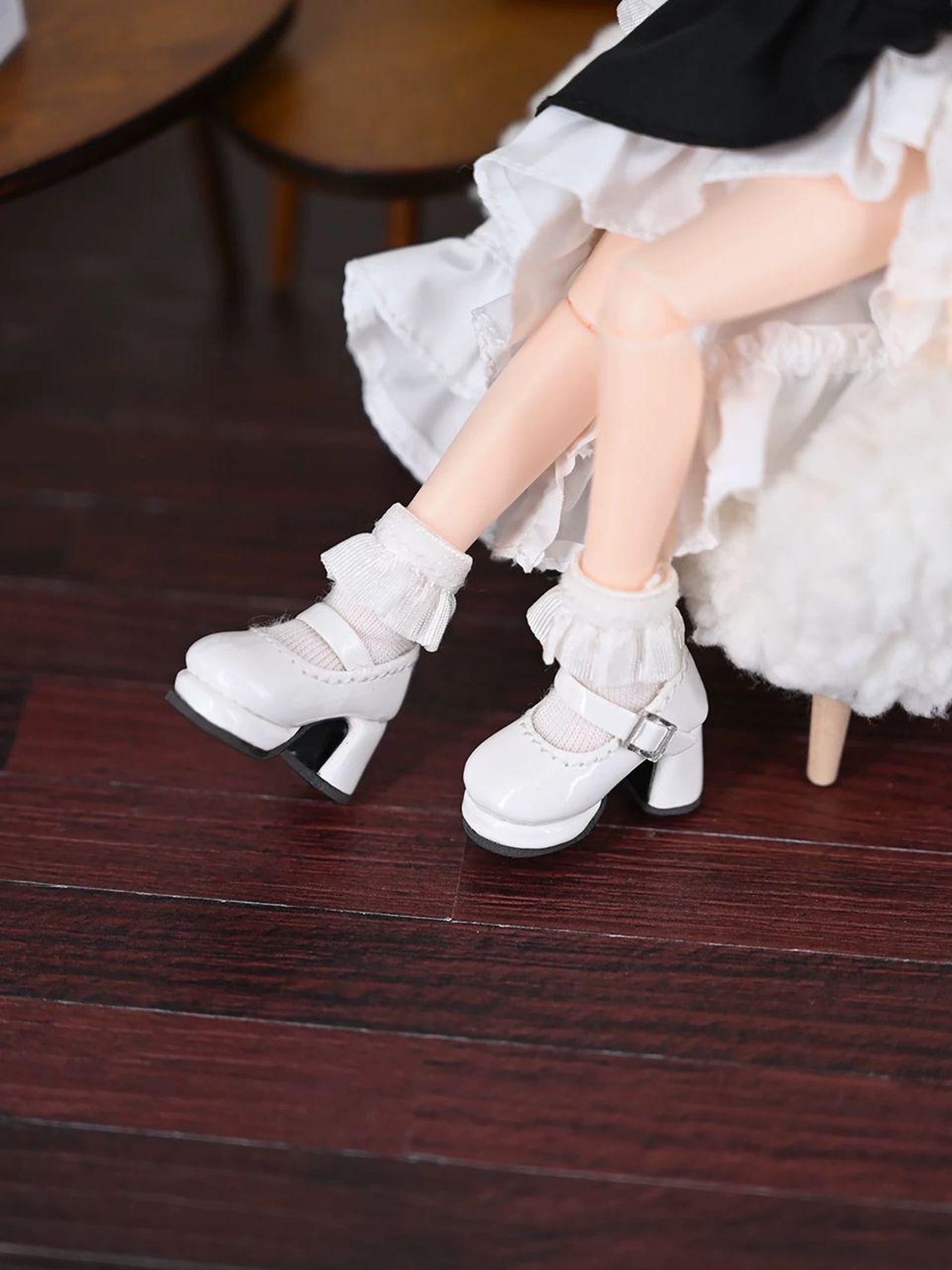 1/12 BJD Doll High Heel Shoes – OB11 Mary Jane Doll Shoes for 4.7 inch Dolls, Brown Red Doll Shoes, YMY Azone Doll Accessories