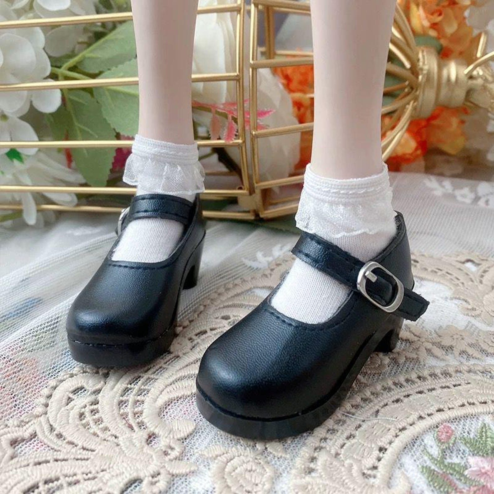 Matte BJD Doll Shoes Mary Jane Style Mini Leather Shoes for 1/6 1/4 1/3 BJD Dolls Classic School Uniform Doll Shoes