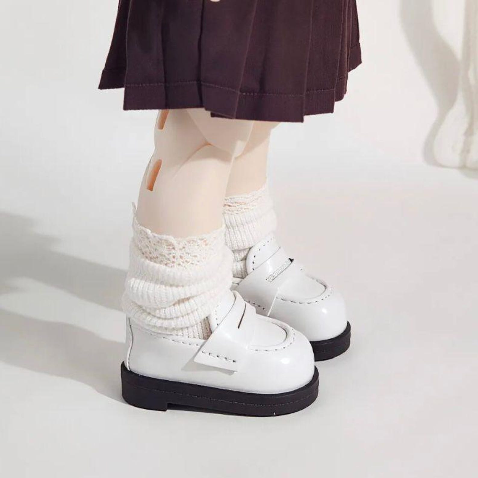 BJD Doll School Shoes 1/6 & 1/4 – Cute Loafer Shoes for YOSD MSD Dolls, Chubby Fit Kawaii Uniform Style Doll Accessories