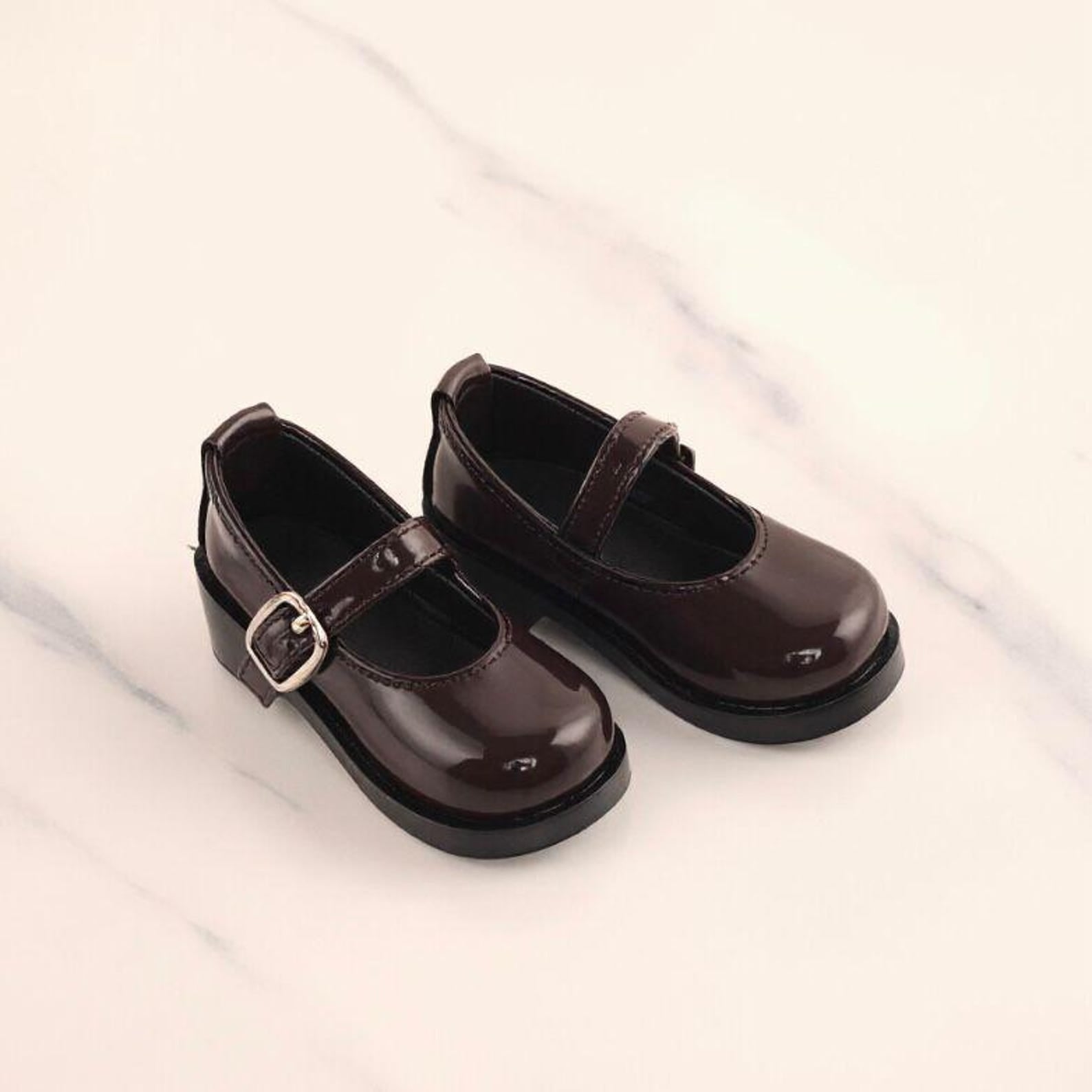 BJD Doll Mary Jane Shoes 1/6 1/4 1/3 – Glossy Patent Doll Shoes, Minimalist Kawaii Style, YOSD MSD Sd Doll Accessories