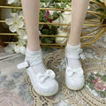 BJD Doll Mary Jane Shoes – 1/6 1/4 1/3 Doll Shoes, Glossy Bow Shoes, Cute School Style Doll Accessories, Black White Brown