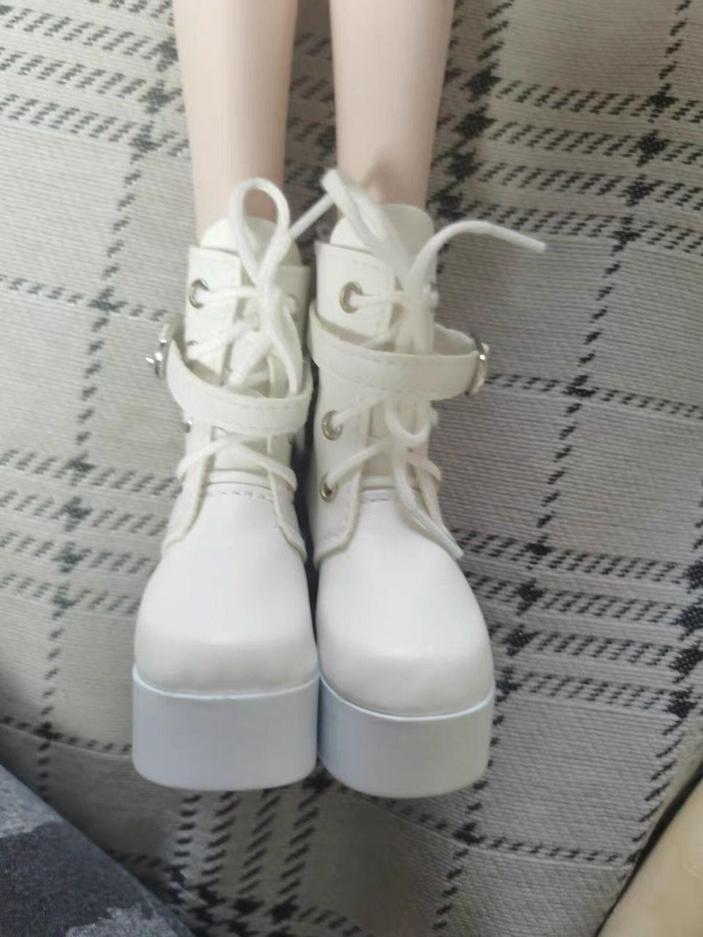 BJD Doll Platform Ankle Boots 1/3 & 1/4 – Chunky Heel Lace Up Boots, Punk Style Doll Shoes, SD MSD Doll Accessories
